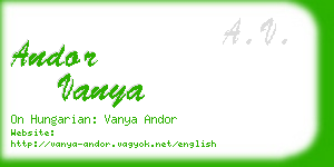 andor vanya business card